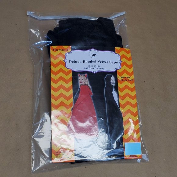 Hooded Velvet Cape 55 in. by 51 in. Black - Picture 5 of 5